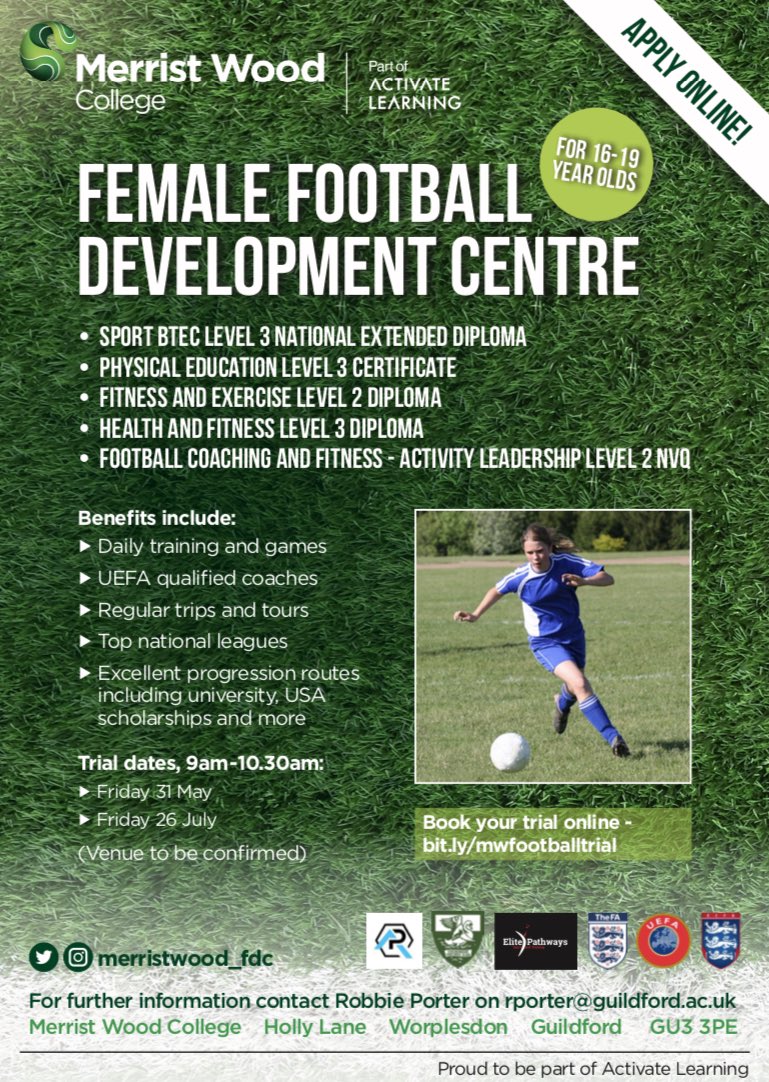Our FEMALE FOOTBALL DEVELOPMENT CENTRE is launching in September 2019. Trials are being held on May 31st at the college. If you are 16-19 years old and looking for a career in sport, contact us now. #femalefootball #womensfootball #lionesses #college #education #opportunities