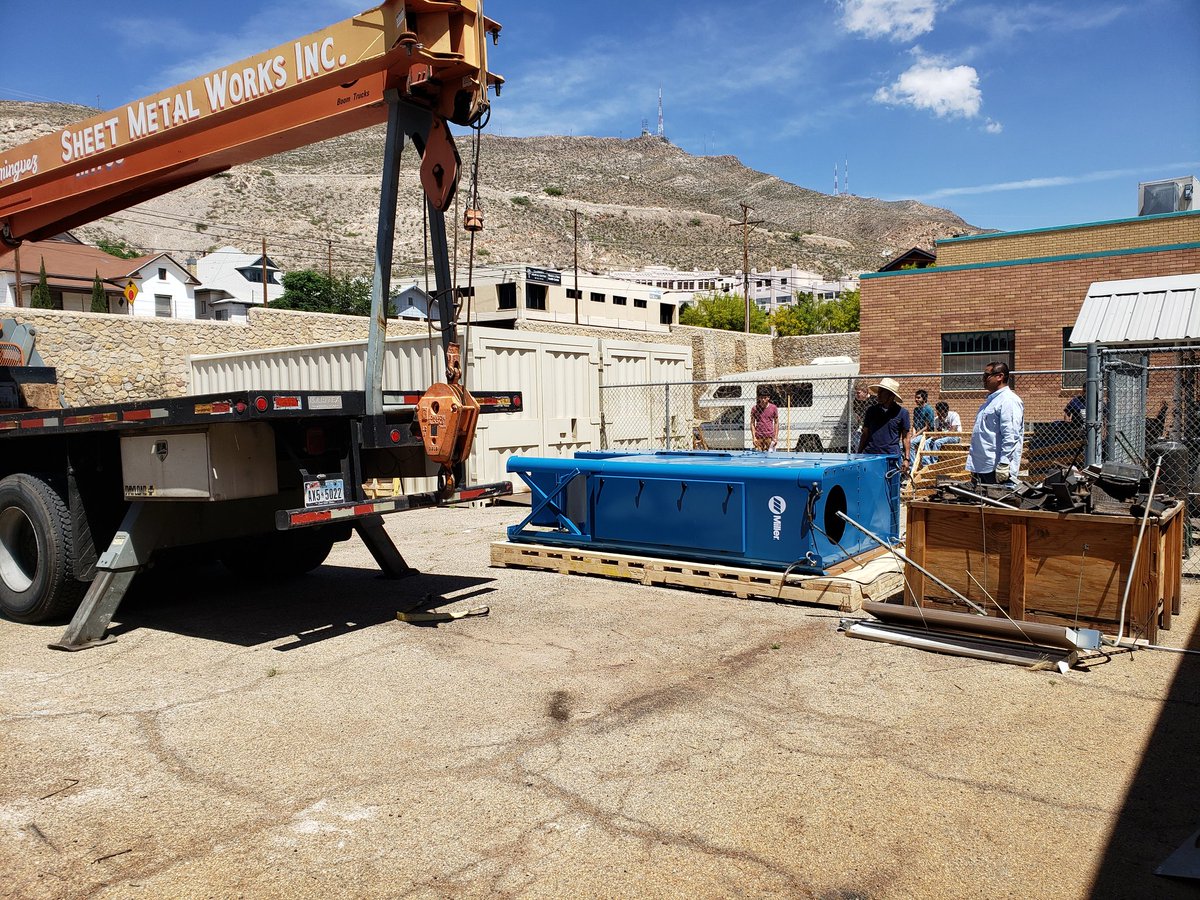 D_Aguayo_CTE's tweet photo. Our EPISD CTE Director and Teachers in action this morning providing our CTE Students a real life lesson safely placing the new welding vent system in place with @vic_martel,  @JaurrietaSergio, and @ejwinkel #IamEPISD #CTE #ActiveLearning https://t.co/CyaDXYJsjT