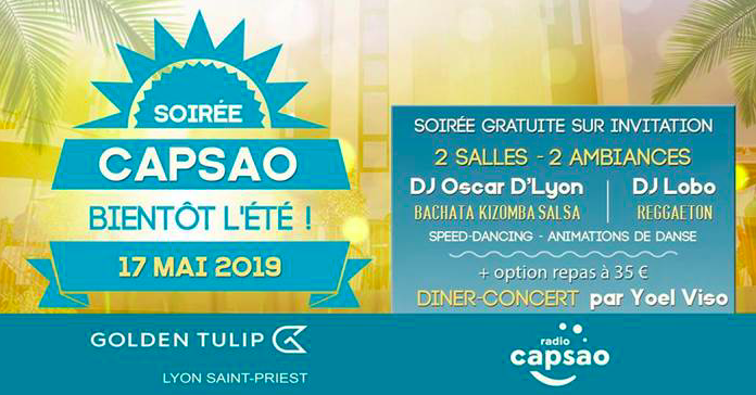 assaintpriest's tweet photo. Vendredi le @GoldenTulipLyon organise sa Soirée #CAPSAO : bientôt l'été !
Au programme :
✦ Un dîner-concert (35€) : 100% latino ! 😋🎤🎶
✦ Deux salles « night » pour 2 ambiances latino (gratuit sur invitation) : pour une folle soirée de danse et de fête !! 🎉🎶 🥳 https://t.co/BToCSwIneU