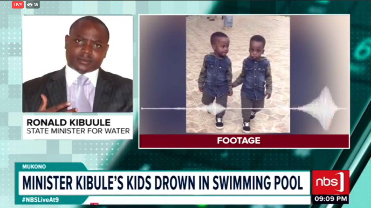 Fireliglntfi's tweet photo. JUST IN: Minister of State for Water Ronald Kibuule, has lost his twin boys who drowned in a family swimming pool in Mukono. The bodies have been retrieved and taken to Mulago hospital for a postmortem. #NBSLiveAt9 #NBSUpdates https://t.co/FivcaaAiBU
