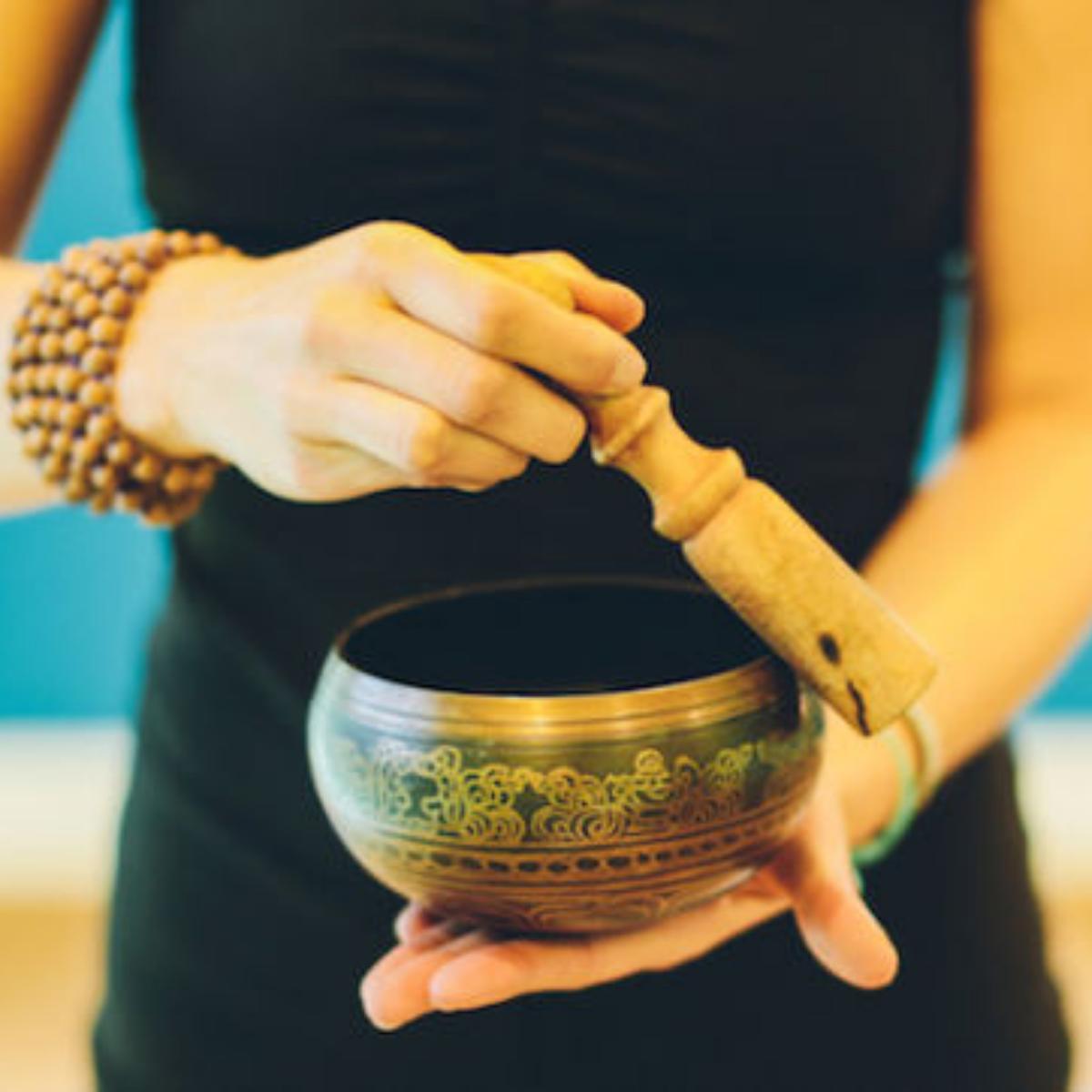 Our sound healing workshops involves listening to different sounds, like bowls and vocal toning, to reduce stress and help meditation.