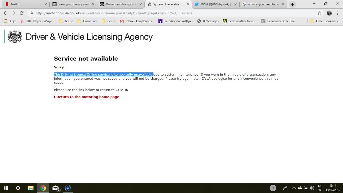 LeekDogGrooming's tweet photo. @DVLAgovuk I really need to renew my licence asap and keep getting this; https://t.co/Gf8ORcCFVt