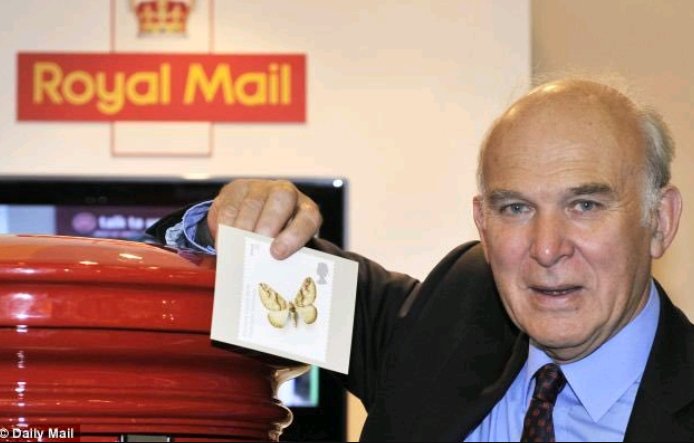 nja5's tweet photo. Vince cable now on the board of the privatised royal mail after he sold it for the tories when in coalition. Didn't he do well. #c4news  #libdems @LibDems https://t.co/ZwdL2aOaxG