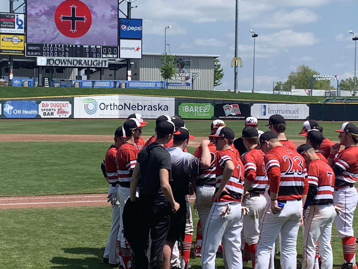 elkhorntraining's tweet photo. Congrats to @MMBaseball @Mount_Michael @MtMichaelAD for their victory today in @nsaaevents Class B Baseball State Tourney! #goknights #etctraining https://t.co/ZGTNhqo5wn