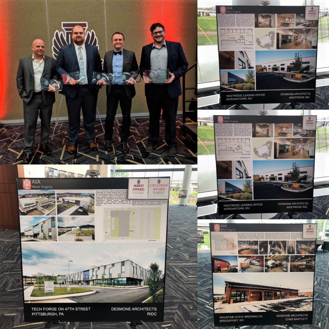 DesmoneArch's tweet photo. This weekend our WV office swept the AIA West Virginia awards, 5 of 12 awards presented including four Merit Awards and one Citation Award! https://t.co/MA7s8zS7J5