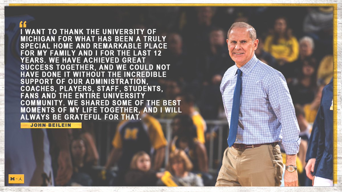 umichbball's tweet photo. Heck of a ride, Coach B. https://t.co/hoOhQB52FI