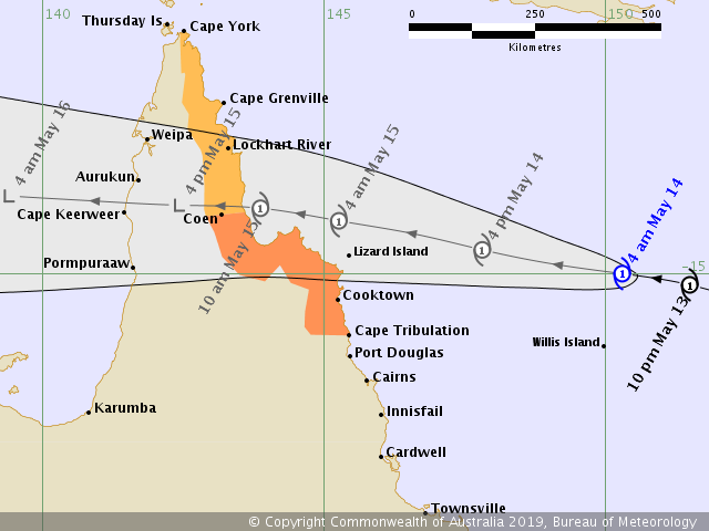 BOM_Qld's tweet photo. Tropical cyclone Ann is passing 150km to the north of Willis Island. Cyclone Warnng declared between Coen and Cape Tribulation. #CycloneAnn https://t.co/rVLE6i5J4y https://t.co/EWdWD04Le3