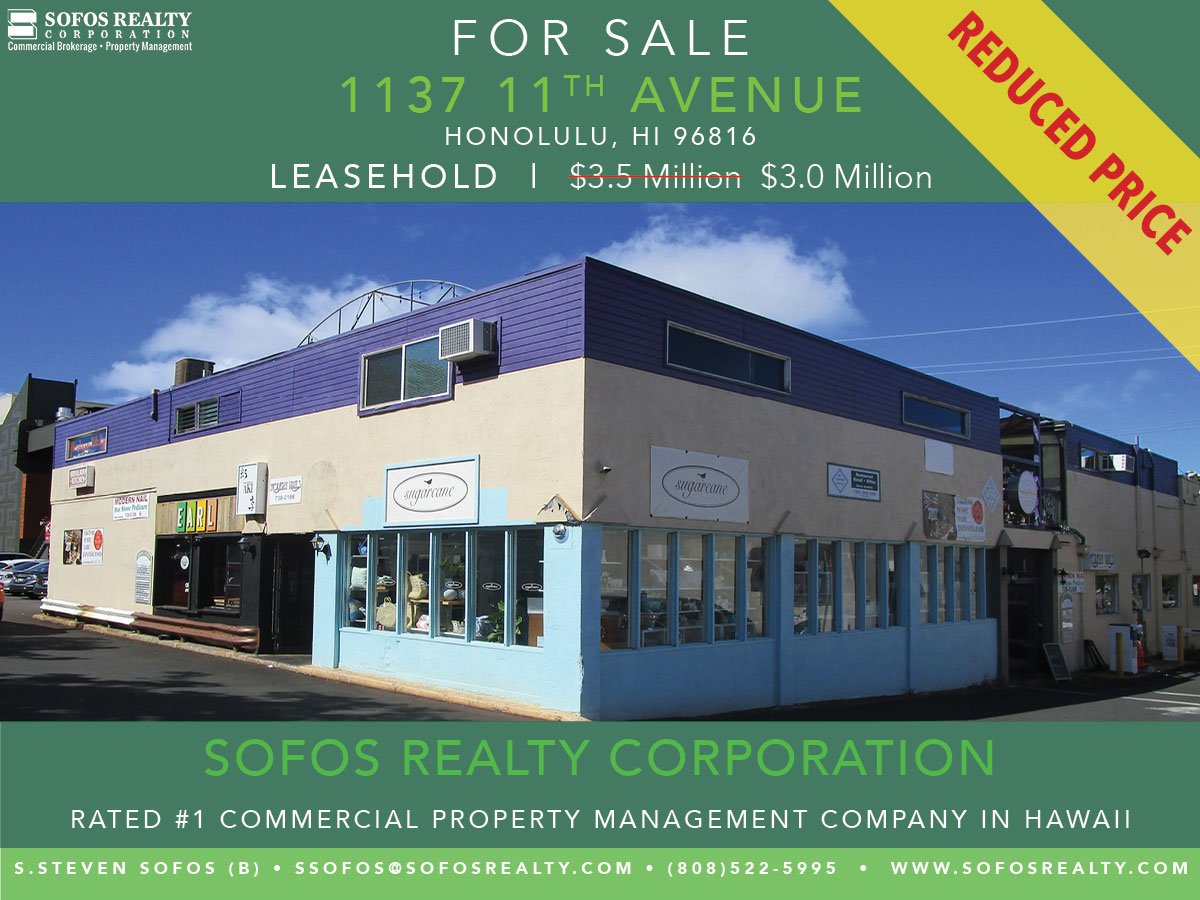 steven_sofos's tweet image. 13% return of leasehold retail property in Kaimuki