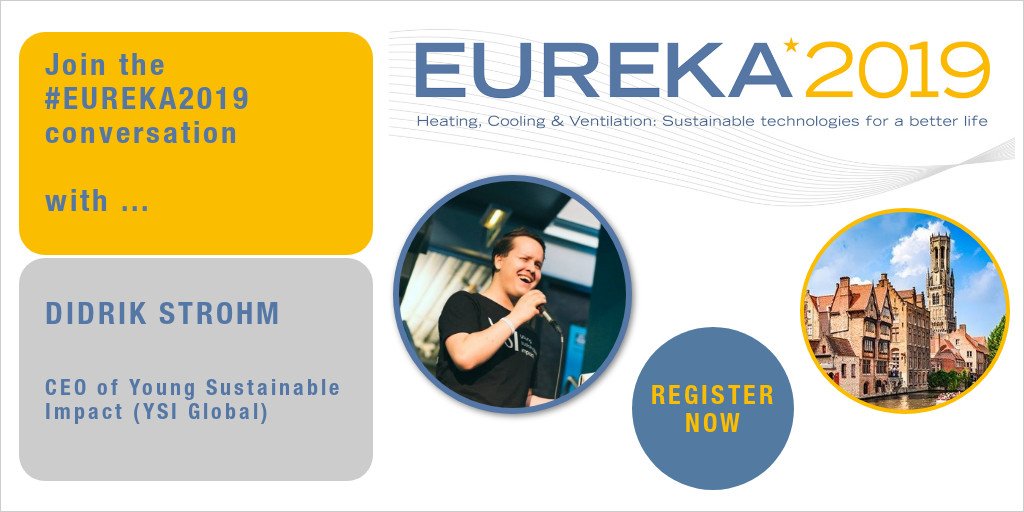 EPEESecretariat's tweet photo. Didrik Strohm from @YSIglobal is joining us at #EUREKA2019! On June 11th, Mr Strohm will discuss the role of youth in making #SDGs a reality. Register now: https://t.co/UZ7vmQK2rB #Sustainability #HVACRWeek @AndreaVoigt2305 @EVIASecretariat https://t.co/EbiAODTnaa
