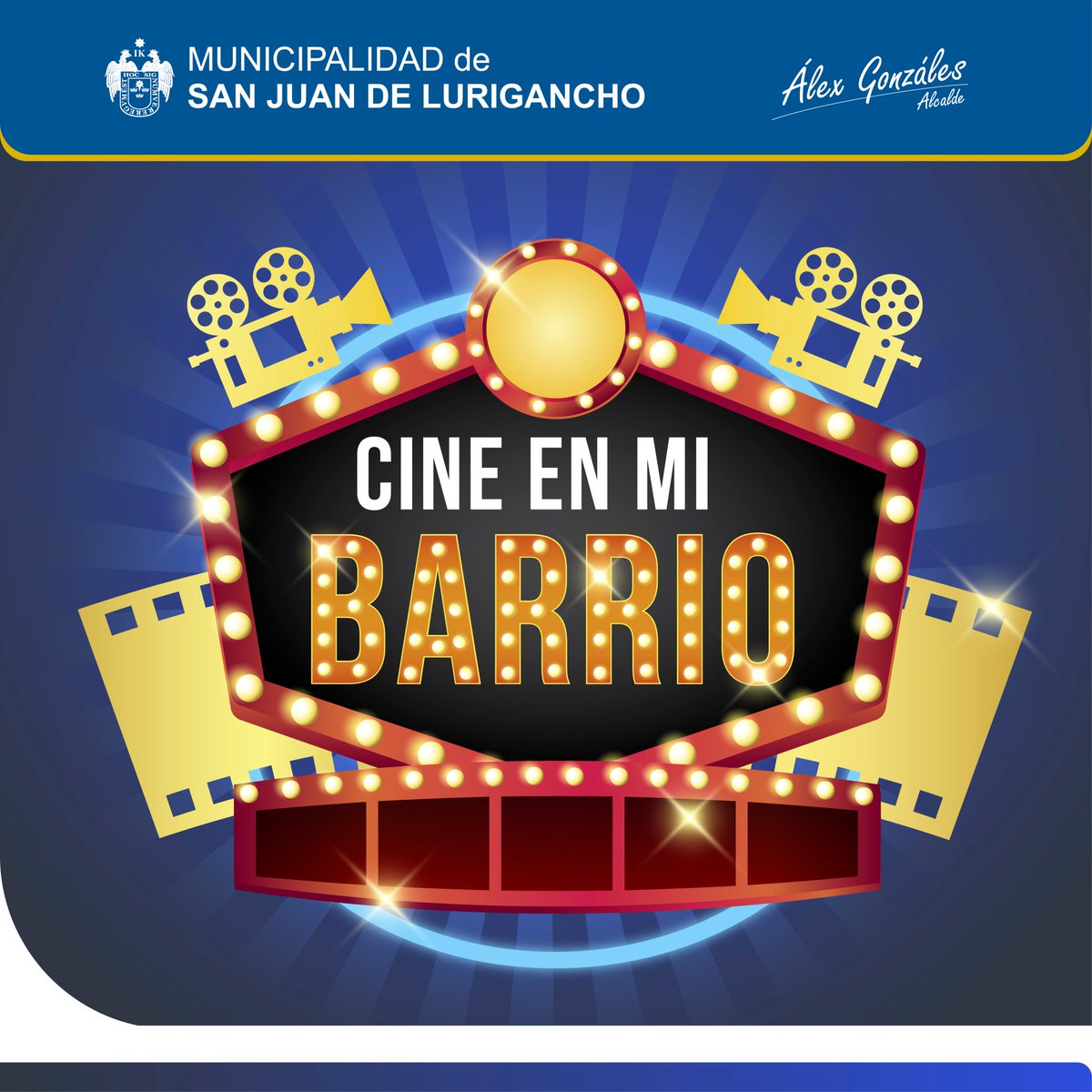 Este 24 de mayo, <a href="/sjl_muni/">MuniSJL</a> te invita a formar parte de una nueva experiencia cultural.  #CINEENMIBARRIO, actividad familiar que busca fortalecer nuestro amor por el cine.
La cita es a las 18 horas, en el Complejo Deportivo San Carlos.