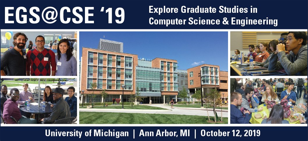 michigan_AI's tweet image. Learn about the application process & get feedback on your statements during "Explore Graduate Studies in CSE" at @umich, October 12.  
Two days left to the first deadline: May 15. #diversityincomputing #computingresearch 
eecs.umich.edu/cse/egs/