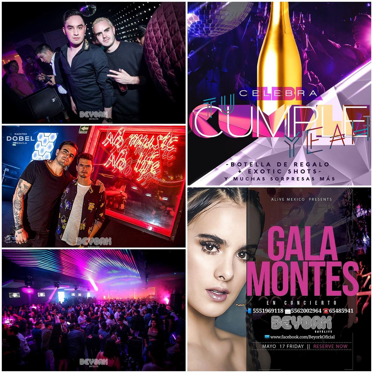 🥳 BEYORK SATELITE trae para ti este 17 de MAYO🤩
🎤  La presentación  especial  de Gala montes 🎤
👸Todas las chicas toman gratis hasta 12:00 am 👭
📖ACCESO  EXCLUSIVAMENTE CON RESERVACIÓN 
📱5551969118 📱5562002964 ☎️65485841  
#Beyork #BeyorkSatelite <a href="/GalaMontes2/">Galamontes</a>