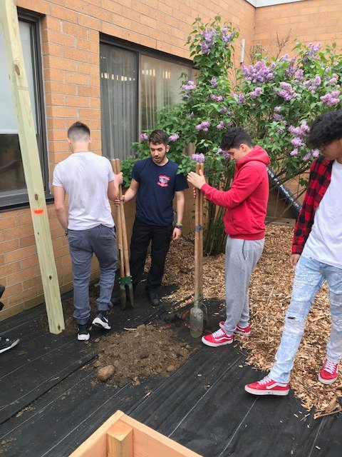 NRTechEd's tweet image. @NRTechEd construction/manufacturing students, digging post holes and laying out fence lines for @NRRedRaider new garden