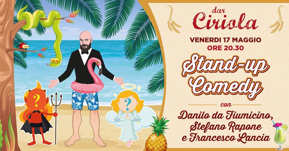 LeCivico's tweet photo. Venerdì 17 Maggio #LeCivicoConsiglia... e vi assicura che ci sarà da ridere! 😛 #Standupcomedy con @dafiumicino , Stefano Rapone e @FrancescoLancia in grandissima forma 🔝
dar Ciriola [Via Pausania, 2 - Pigneto] Ingresso Libero
https://t.co/15U3KCcp7X https://t.co/kSYaylkO4v
