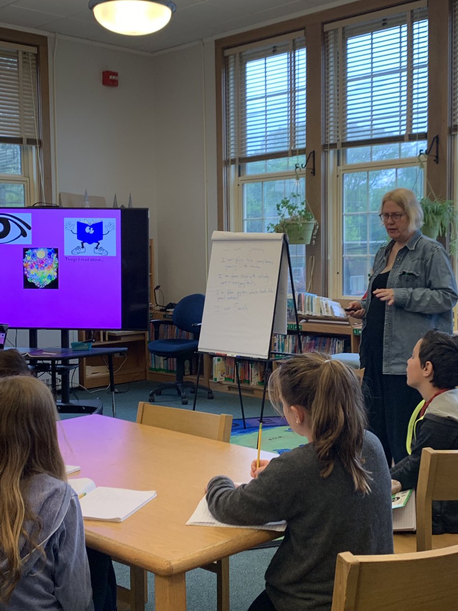 scooperga4's tweet photo. We are thrilled to be doing writing workshop with one of our favorite authors. Sarah Weeks! #greenacrespride #sarahweeks https://t.co/aVaj3Le178