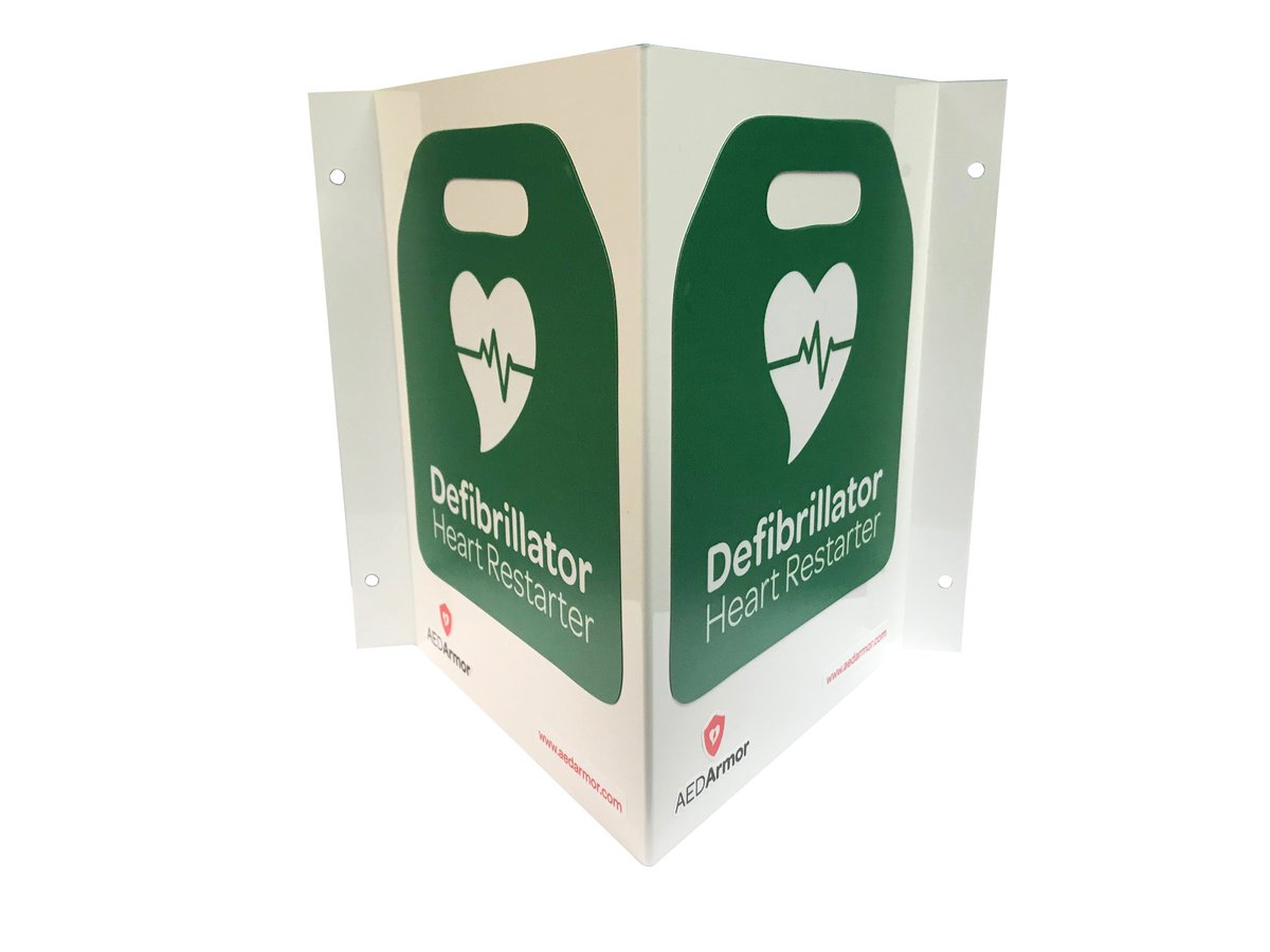 AEDArmor's tweet photo. Make sure that your life-saving #defibrillator can be seen from all angles in a #SuddenCardiacArrest emergency with our 3D outdoor wall sign: https://t.co/cHAkCfnuDK https://t.co/7cqa07YbRO