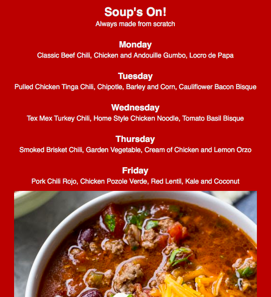 Bad news? The weather's still chilly. Good news? We've got soup!