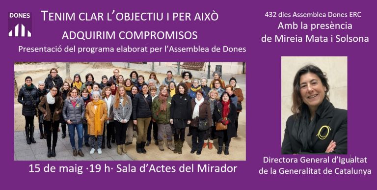 ERC_dones's tweet photo. ‼️Les dones d'@ERC_CastellarV presenten el programa elaborat per l'Assemblea de Dones local.

📅Dimecres 15 de Maig
🕖19:00h
📍Sala d'Actes del Mirador, Castellar del Vallès

També celebren 432 dies de funcionament!! 💪💜 https://t.co/PjpydItDTo