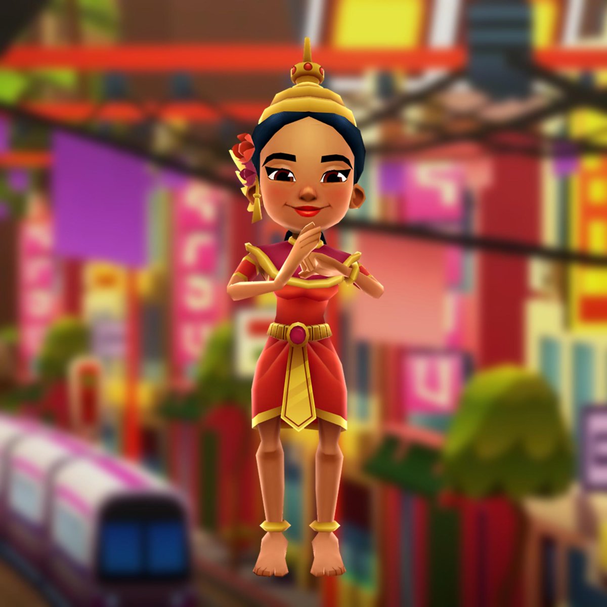 subwaysurfers's tweet photo. #ConceptClass 10: Here's how the Siam outfit came to life. 🌟🌺 Got any fan art you wanna share with us? Just tag your post with #subwaysurfers 🙏 Which character inspires you the most? 🌏 Don't forget to cash in the promo code: bangkokcoins 💰 We'll be leaving soon! 😉 https://t.co/SMyQqahr92