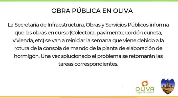 Información sobre la obra pública en Oliva.