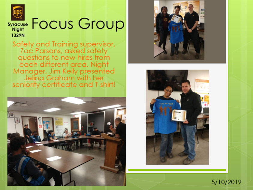 Last week in Syracuse, NY our HR team and center managers spent some one on one time with new hires speaking about the importance of safety, celebrated seniority attainment, and handed out recognition items! <a href="/amy_madeira/">Amy Madeira</a> <a href="/UPSers/">UPSers</a> <a href="/NortheastUPSers/">NortheastUPSers</a> #BLUEisNEW #AUnitedFamily