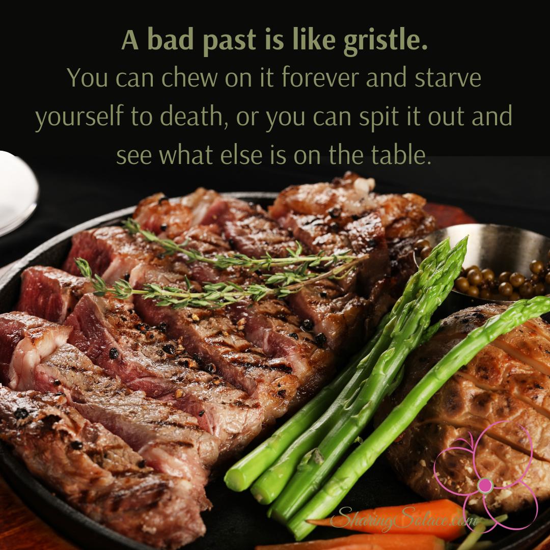 SharingSolace's tweet photo. It's time to quit chewing. You're not getting anywhere and there are yummier things to find on the table 😘😘 #SharingSolace #bgr8ful #MondayMotivation https://t.co/aADAtXoMaG