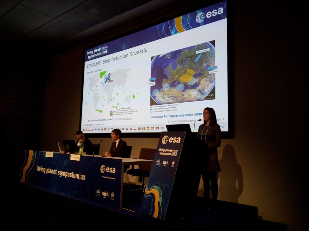 EOALERT's tweet photo. #EOALERT is presenting at the Living Planet Symposium #LPS2019 next satellite processing chain for security applications @ElecnorDeimos https://t.co/L13w1CtMZR