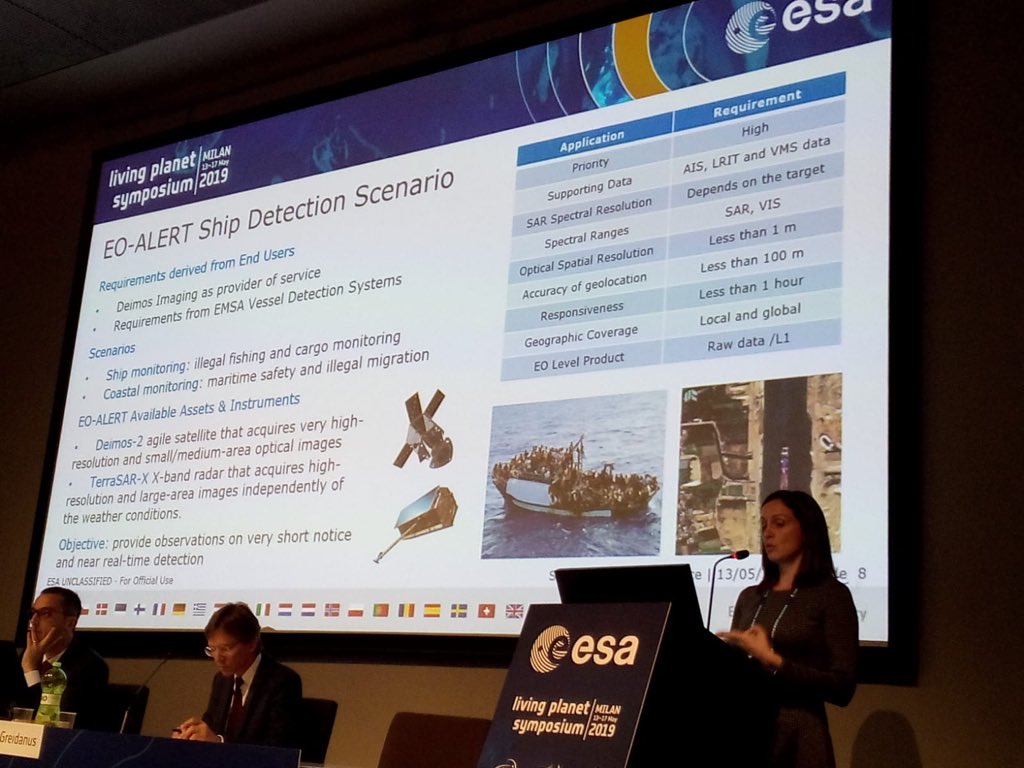 EOALERT's tweet photo. #EOALERT is presenting at the Living Planet Symposium #LPS2019 next satellite processing chain for security applications @ElecnorDeimos https://t.co/L13w1CtMZR