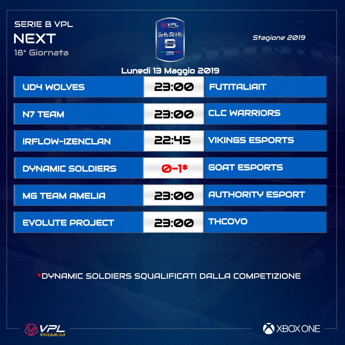 VPLItaly's tweet photo. 🔥 [#XBOX] Questa sera alle ore 23.00 si giocheranno le partite della 18° giornata del campionato #PREMIUM VPL!

👇 Ecco chi scenderà in campo nelle leghe di Serie A/B/C!

🎯 Alle 23:30 verrà trasmesso il posticipo tra @EmpoliProClub vs @HypnotizeFifa 

📺 https://t.co/y0uuGTa7AZ https://t.co/3Bsy18CwgJ