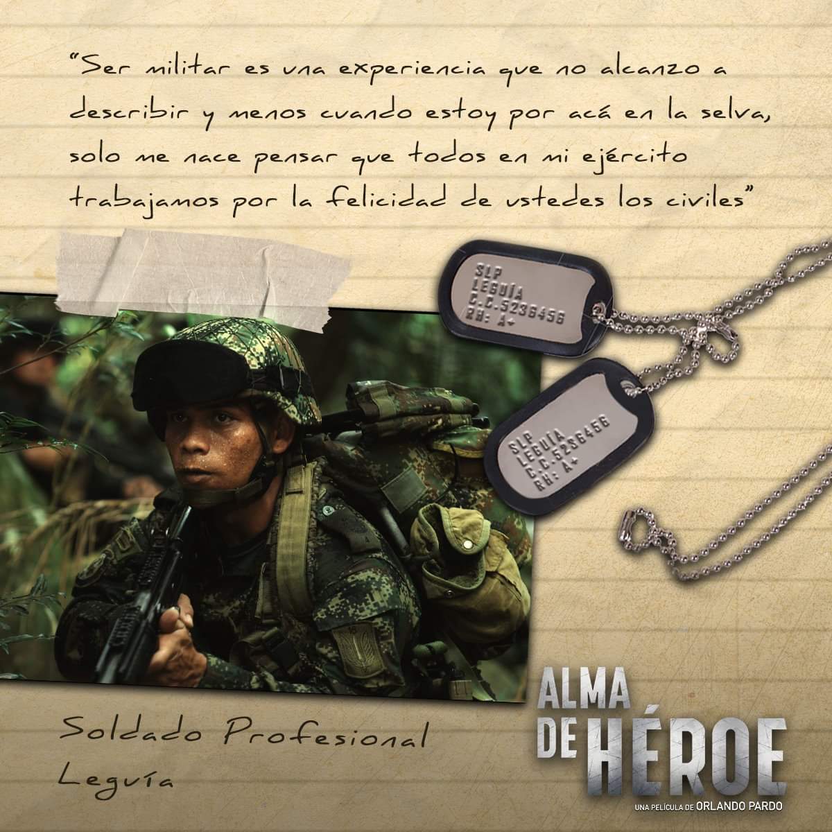 “… todos en mi Ejército trabajamos por la felicidad de ustedes los civiles” – Soldado Profesional Leguía

¡SOLO EN LOS CINES DE COLOMBIA!