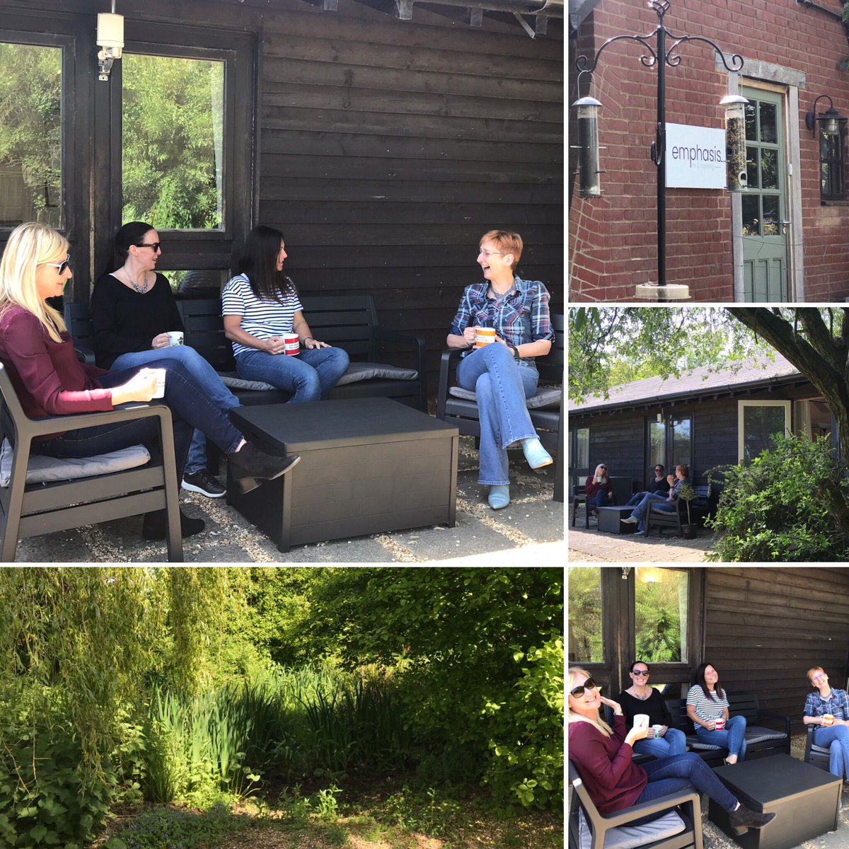 emphasisltd's tweet photo. Making mental health a priority in the workplace should be part of your everyday culture. #TeamEmphasis taking 5 with a cuppa in the sunshine βοΈβοΈ #MentalHealthWeek2019 #WheresYourHeadAt #TimeToTalk #WorkplaceWellbeing #HR #HRsolutions #consultancy #Hampshire https://t.co/Fxfx43z25W