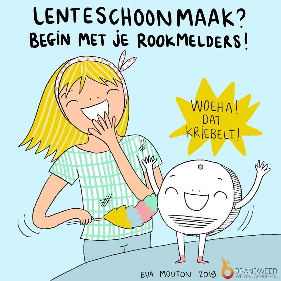 HVZFluvia's tweet photo. Cartooniste Eva Mouton tekent voor de West-Vlaamse brandweer. 
#rookmelders #brandpreventie @HVZFluvia @HVZ_Zone1 @BPAMidwest 
#samenvoormeerbrandveiligheid #brandpreventieadviseurs https://t.co/V0CajIS0F0