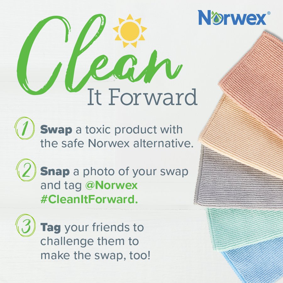norwex's tweet photo. Here's a healthy challenge that's quick, easy and impactful. RT if you're ready to #CleanItForward with @Norwex! https://t.co/3WtB2wEFXz https://t.co/3GeHBBpo0M