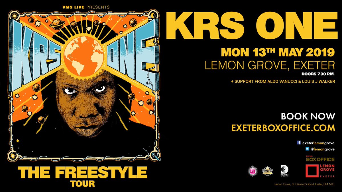 FridayFlava's tweet image. KRS ONE live at the @lemongrove #Exeter TONIGHT don’t miss hip hop royalty when it passes by your hometown! #thefreestyletour get in touch for shows &amp;amp; after parties! Tickets on sale now