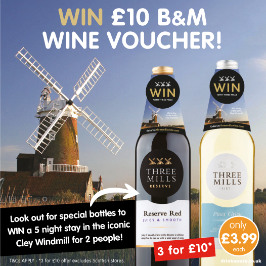 bmstores's tweet photo. 🍷 #COMPETITION TIME 🍷

You can #WIN a 5 night stay in the Cley Windmill for 2 people thanks to Three Mills Wines! 

To celebrate, we're giving away the chance to #WIN a £10 B&amp;M voucher; simply FLW/Rt &amp; COMMENT WHAT your favourite type of Wine is!

Comp ends 9am 20/5/19 https://t.co/rXhhSmqaXn