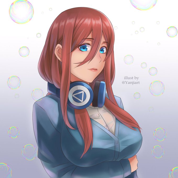 YanjiさんがTwitterに投稿した中野三玖(五等分の花嫁)のイラスト。