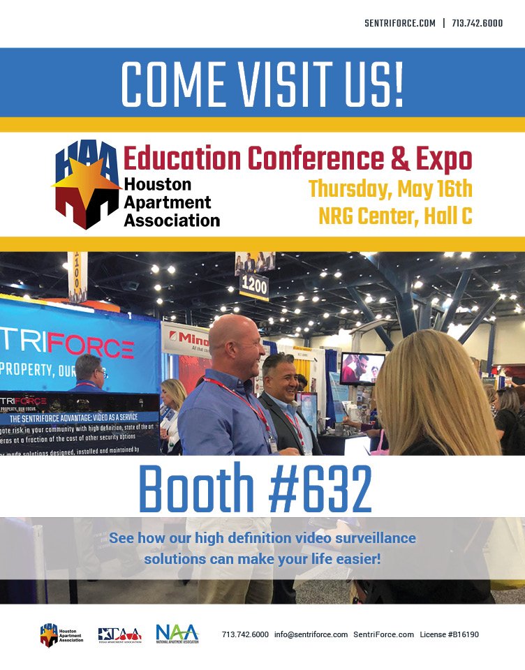 SentriForce's tweet photo. We're gearing up for Thursday's HAA Education Conference & Expo! Plan on stopping by booth #632 to visit our wonderful team and enter to win some great prizes!
@HAAonline #haaexpo2019 #haaradiate #comeseeus #apartment #multifamily #surveillance #houston #SentriForce #HAA https://t.co/YUUFDbZ1Wi