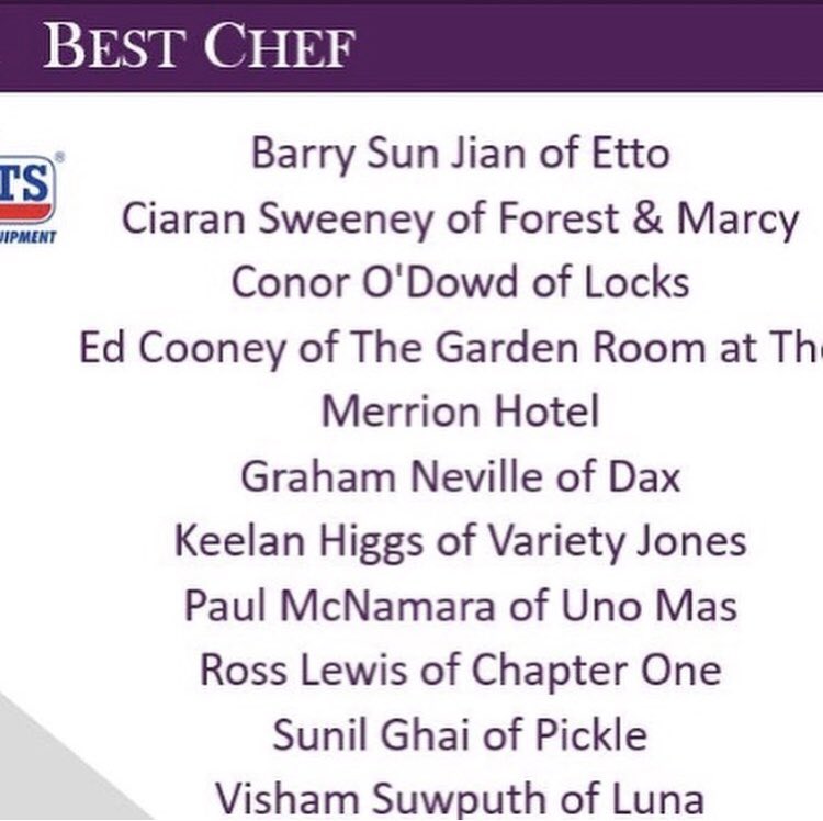 Luna_Dublin's tweet photo. Delighted with our four nominations for tonight’s @restawards @RAI_ie , here’s to a great night #foodoscars https://t.co/1MyL9vPcXD