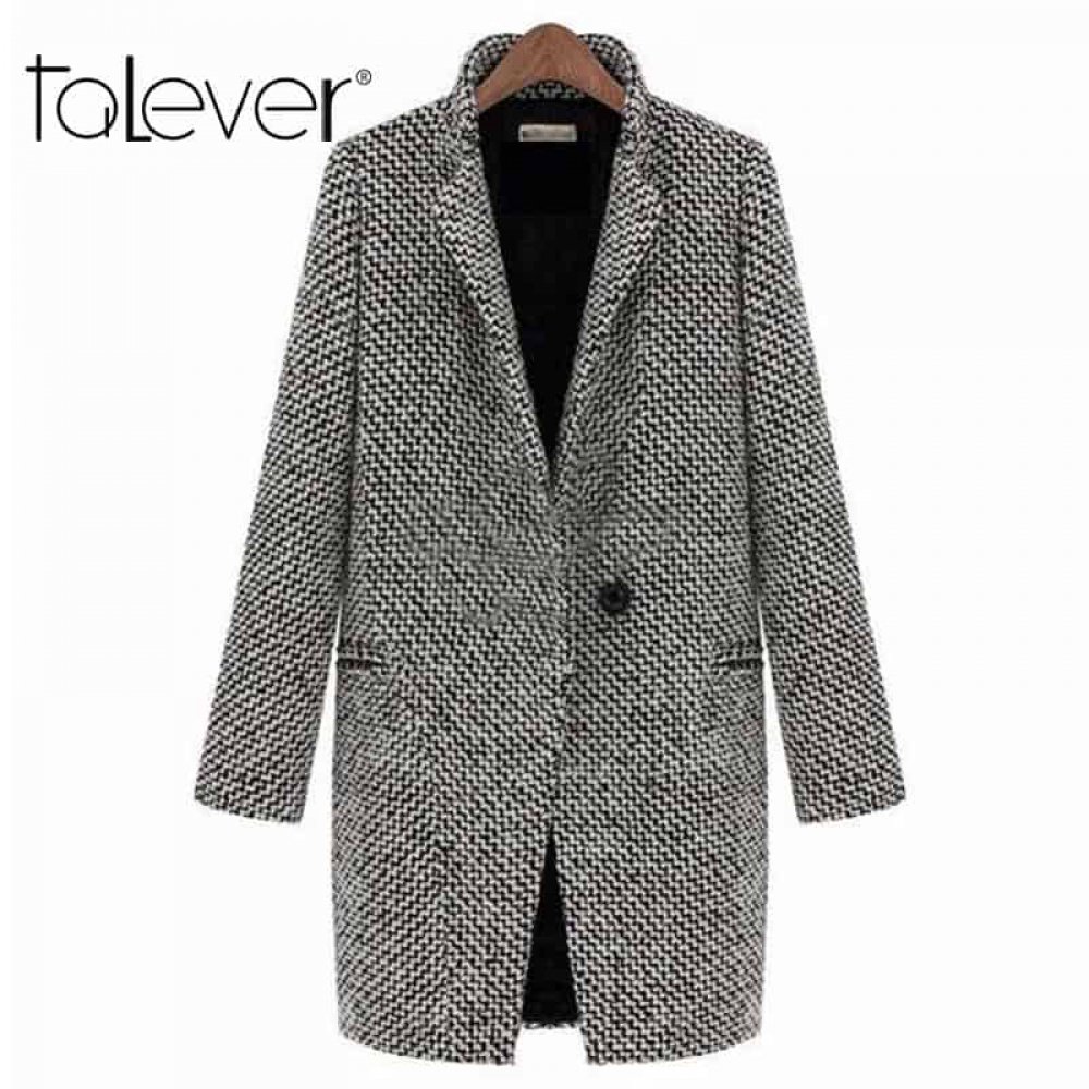 #supersalg kvinner Wool Coat New Fashion Long Ull Coat Enkelt Breasted Slim Type