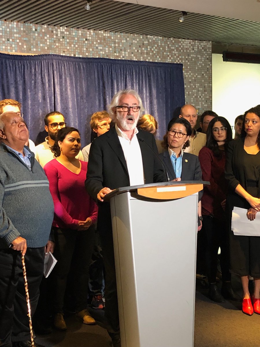 KopunF's tweet photo. The city’s most vulnerable will have trouble finding legal help to fight evictions, says Jack de Klerk, director, legal services, Neighbourhood Legal Services at a press conference at city hall to protest cuts to legal aid. https://t.co/8ZmieFbWyP