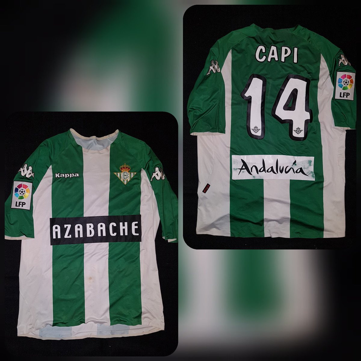 LaPieldelBetis's tweet photo. Titular 2006/08. Capi vs F.C Barcelona [13-05-07].
#RealBetisBalompie #Capi14 #Kappa #Azabache #Andalucía #ManquePierda #HayUnaLeyenda #classicfootballshirt #jerseyfootball #footballjersey #matchworn https://t.co/sI8K7Alq49
