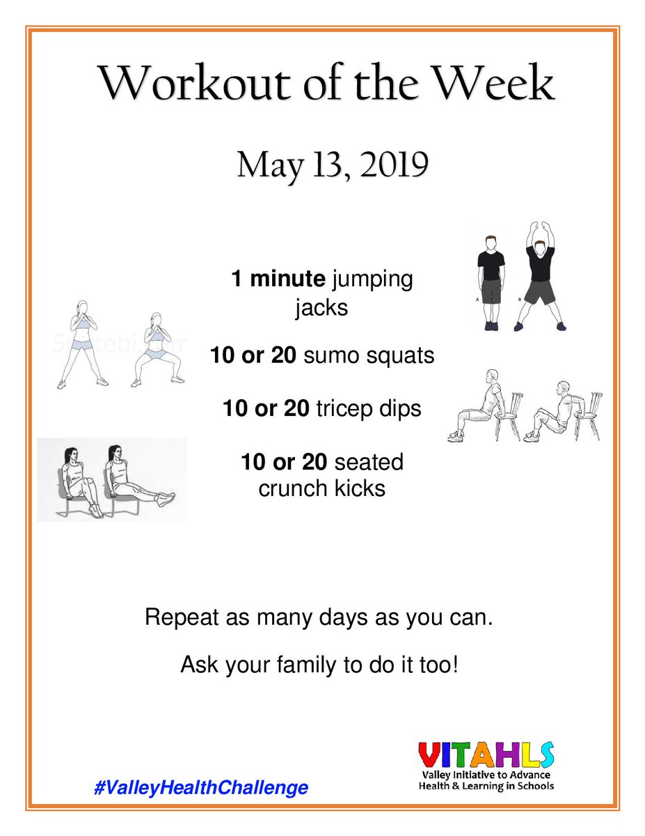 VITAHLSCT's tweet photo. Monday sets the tone for the whole week. Get this #ValleyHealthChallenge done early and start your week off right! https://t.co/G9YvImX1X6