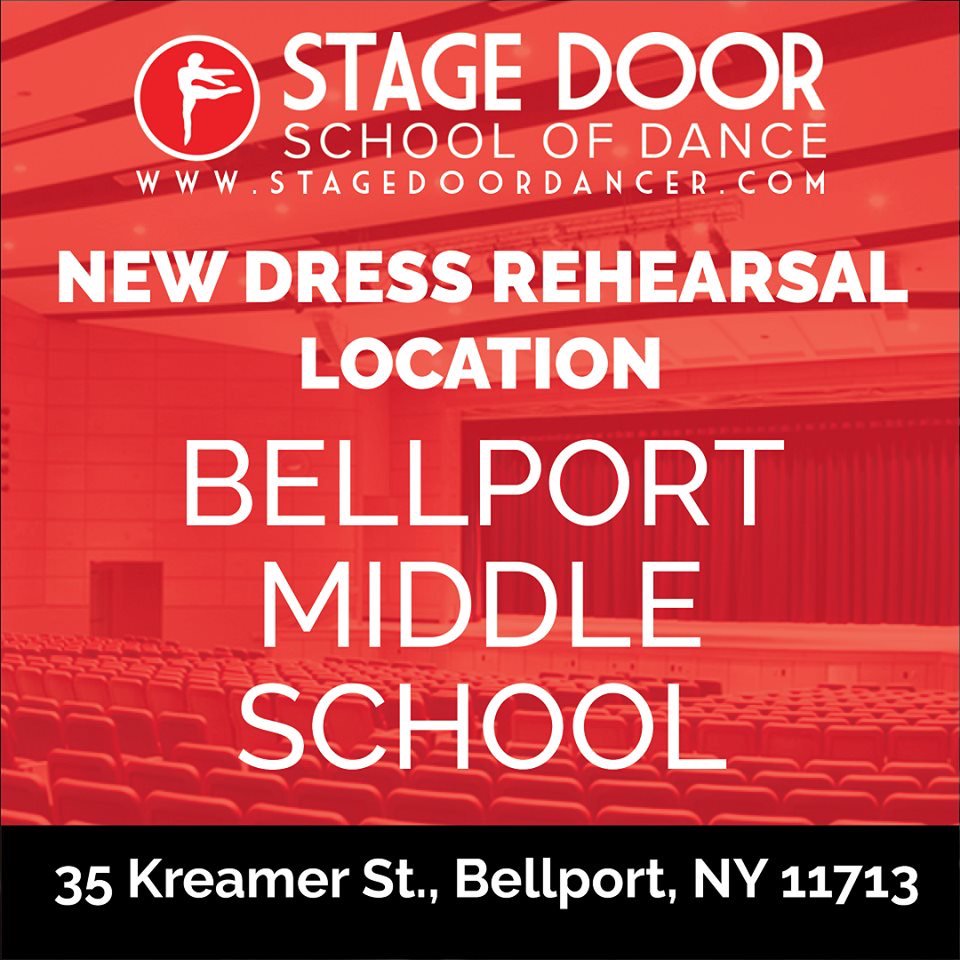 StageDoorDancer's tweet photo. Due to unforeseen scheduling conflicts all @StageDoorDancer recital dress rehearsals will now take place at the BELLPORT MIDDLE SCHOOL as opposed to the Bellport High School. https://t.co/XLtcuQam2e #UnitedThroughDance #StageDoorDancer https://t.co/qAygqF2MVH
