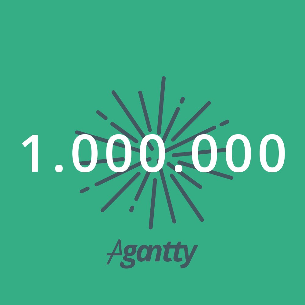 You guys are mental! More than 1.000.000 tasks were created with Agantty. ONE MILLION! This is incredible. Thanks go out to everyone using Agantty out there! We love you!