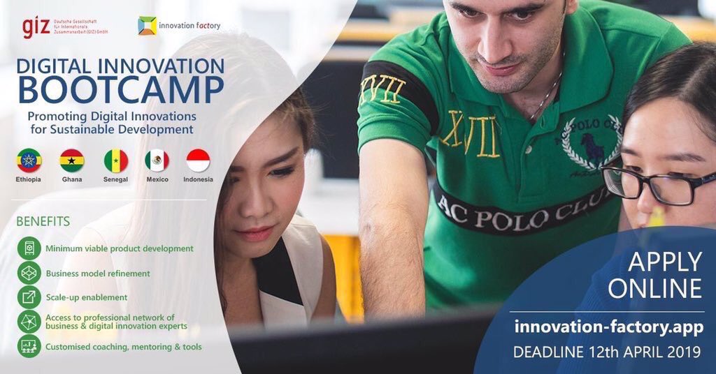 Vous avez une idée des problèmes sociaux et environnementaux de votre communauté?

Vous cherchez à générer des revenus durables à partir de votre prototype d'innovation numérique?

Postulez maintenant au camp d'initiation à l'innovation numérique: 
innovation-factory.app