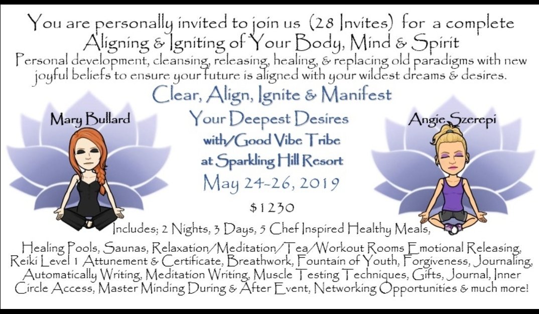 PM for details on this SELF CARE event. May 24-26, Kelowna, British Columbia.

#changeirbechanged #lovethyselfcompletely #selfhealing #goodvibetribe #alignmentcoach #igniteyou