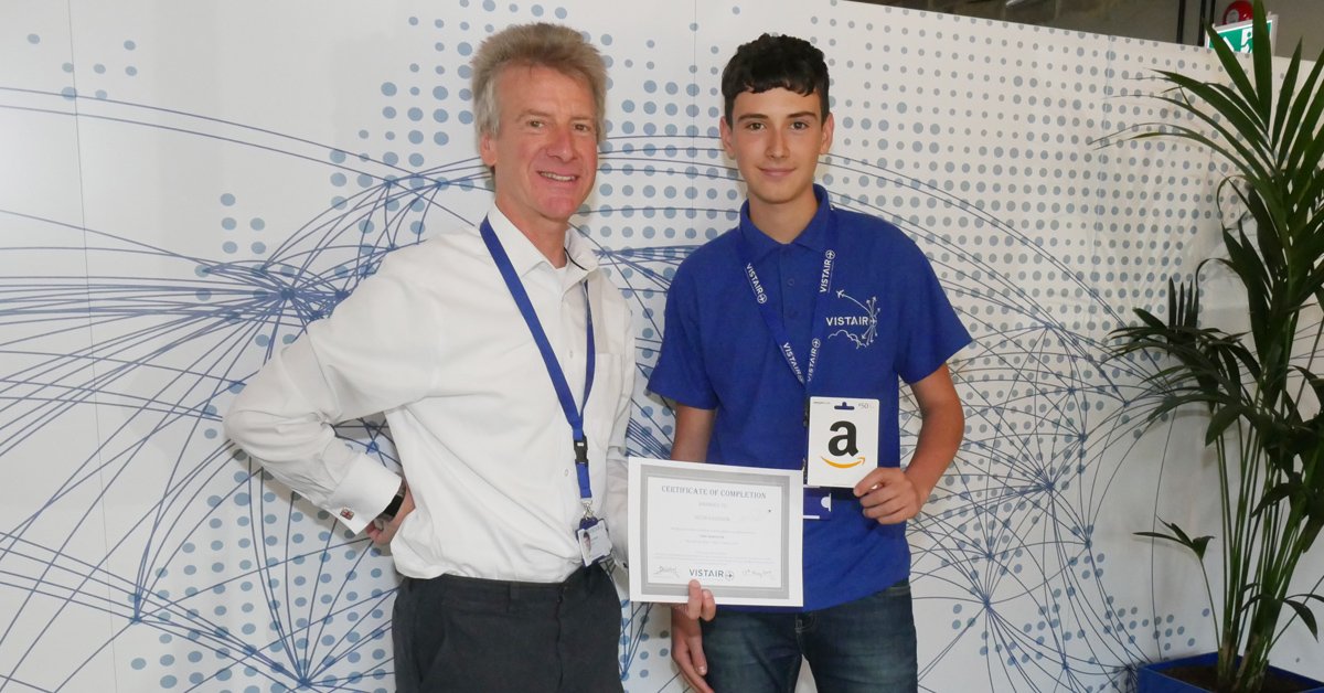 Congratulations to Jacob Davidson for participating in our student work experience programme – seen here accepting a certificate/Amazon voucher from Ian Herbert CEO. By creating work experience places, our aim is to help students get an understanding of career opportunities.