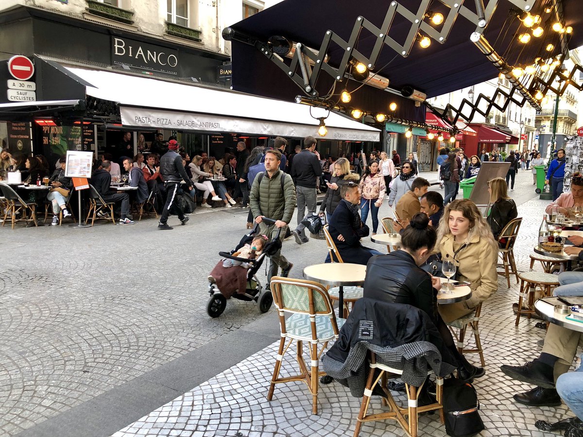 There’s no “silver bullet” for making lively streets & great  #peopleplaces — but if there was, it would probably be street seating & moveable chairs. Don’t let anyone say there isn’t room — just rethink space for cars.  #Paris effortlessly illustrates.  #stickystreets  #placemaking