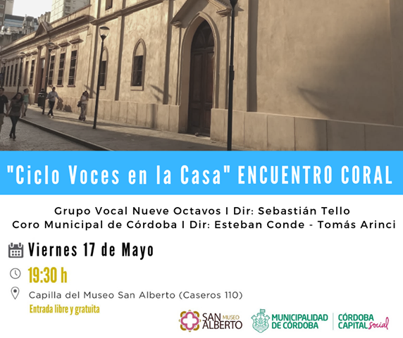 📌Imperdible!! Ciclo Voces en la Casa junto al <a href="/CoroMuniCBA/">Coro Municipal de Córdoba</a> y Grupo Vocal Nueve Octavos #gratis en el <a href="/MuseoSanAlberto/">Museo San Alberto</a>