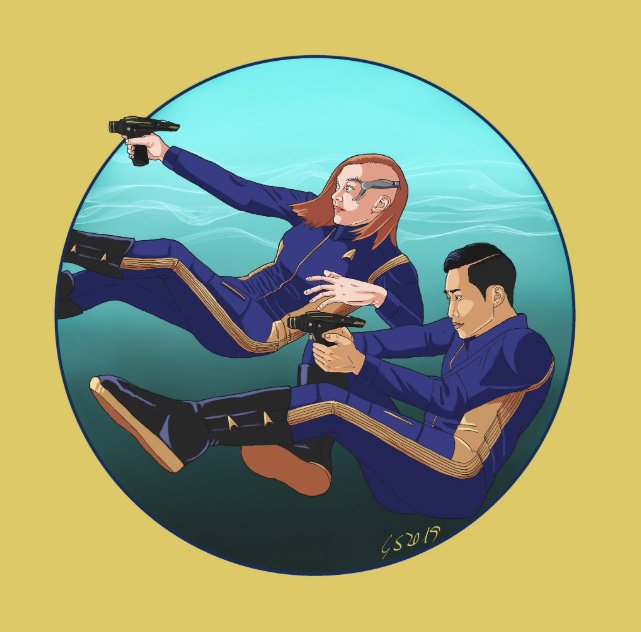 KWOK_ROCK's tweet photo. been taking a break from social media. lovely to come back to this wicked drawing by @SerinaTirek ! Who are we firing at though? 💥🔫
#StarTrek #StarTrekDiscovery #KeylaDetmer #GenRhys #BorgAlwaysTheBorg https://t.co/uUkJApJGW1